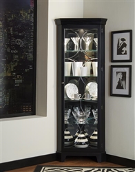 PFC Corner Curio Oxford Black Finish Display Cabinets by Pulaski - PUL-21220