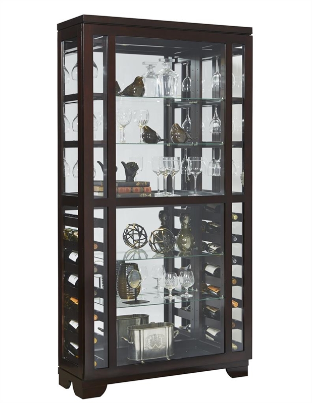 Pfc Sliding Front Wine Curio Sable Finish Display Cabinets By