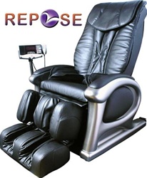 Repose R600 Massage Chair in Black or Brown Leather with Foot and Leg massage and MP3 Player - R600