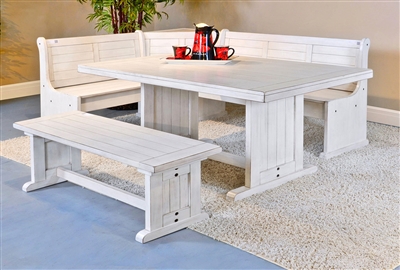 Bayside 4 Piece Breakfast Nook Dining Room Set in Marble White Finish by Sunny Designs - SD-0113MW