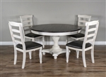 Carriage House 5 Piece Round Table Dining Room Set with Ladderback/Cushion Seat Chair by Sunny Designs - SD-1014EC-1432EC-C