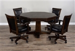 Homestead 5 Piece Round Dining Set With Reversible Table Top in Tobacco Leaf Finish by Sunny Designs - SD-1033TL2