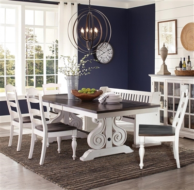 Carriage House 7 Piece Dining Room Set with Ladderback/Wood Seat Chair by Sunny Designs - SD-1041EC-1432EC