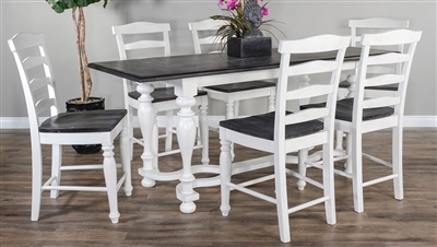 Carriage House 7 Piece Counter Height Dining Set with Ladderback/Wood Seat Barstool by Sunny Designs - SD-1119EC-1432EC-24