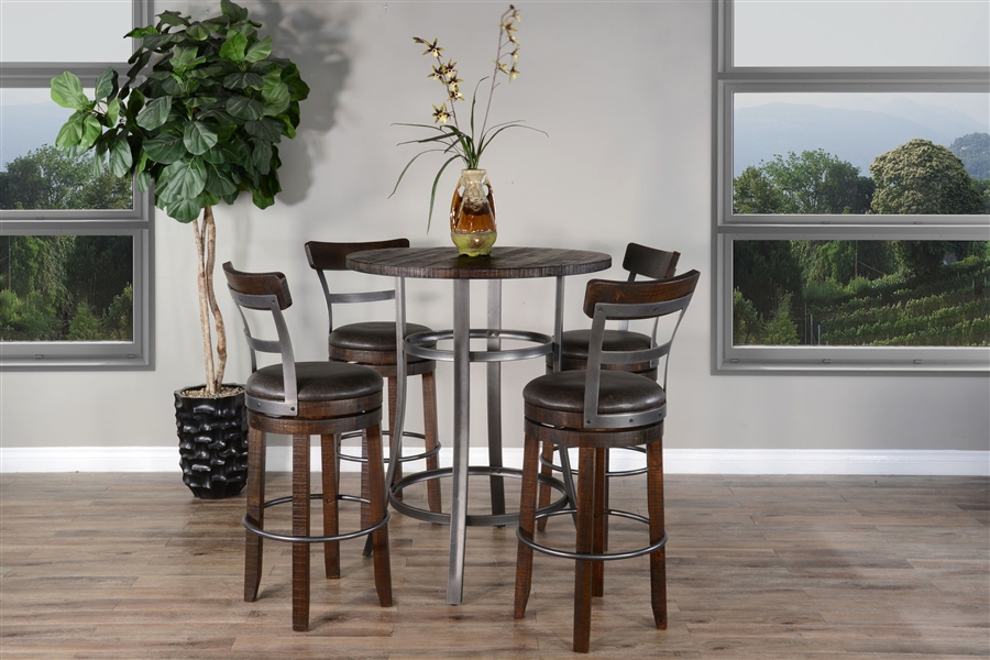 5 Piece Round Pub Table Dining Set With, 5 Piece Round Pub Table Set