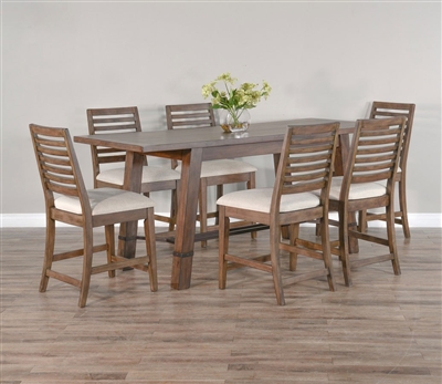 Doe Valley 7 Piece Counter Height Dining Set in Light Brown Finish by Sunny Designs - SD-1131BU