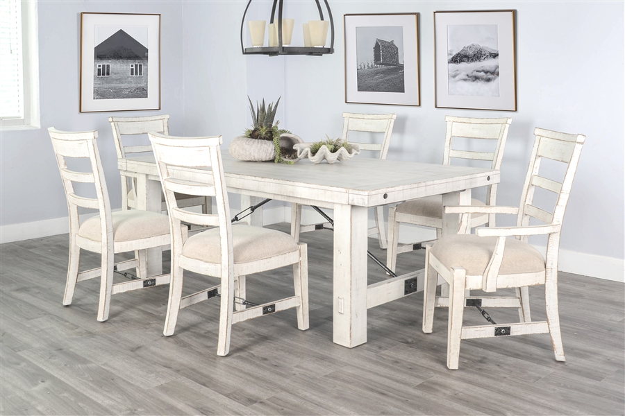Marina 7 Piece Dining Room Set in White Sand Finish by Sunny Designs ...