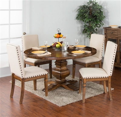 Cornerstone 5 Piece Round Table Dining Set in Burnished Mocha Finish by Sunny Designs - SD-1395BM