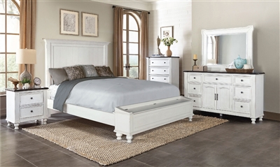 Carriage House 6 Piece Storage Bedroom Set in Off-White & Dark Brown Finish by Sunny Designs - SD-2321EC-S