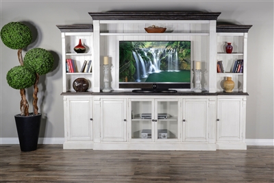 124"W Entertainment Wall in European Cottage Finish by Sunny Designs - SD-3629EC