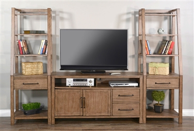 Doe Valley 104 Inch Entertainment Wall in Light Brown Finish by Sunny Designs - SD-3643BU-56-P