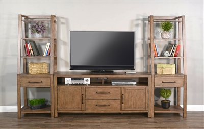 Doe Valley 114 Inch Entertainment Wall in Light Brown Finish by Sunny Designs - SD-3643BU-66-P