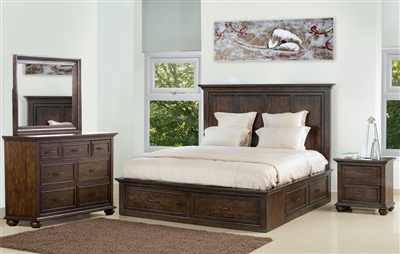 Chatham Park 6 Piece Bedroom Set in Distressed Dark Wood Finish by Samuel Lawrence - SLF-S094-BR