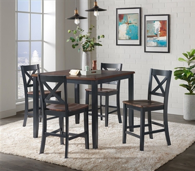 Carmel 5 Piece Counter Height Dining Set in 2-Tone Black/Brown Finish by Vilo Home - VILO-VH515