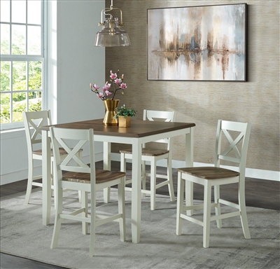 Carmel 5 Piece Counter Height Dining Set in 2-Tone White/Sand Finish by Vilo Home - VILO-VH585
